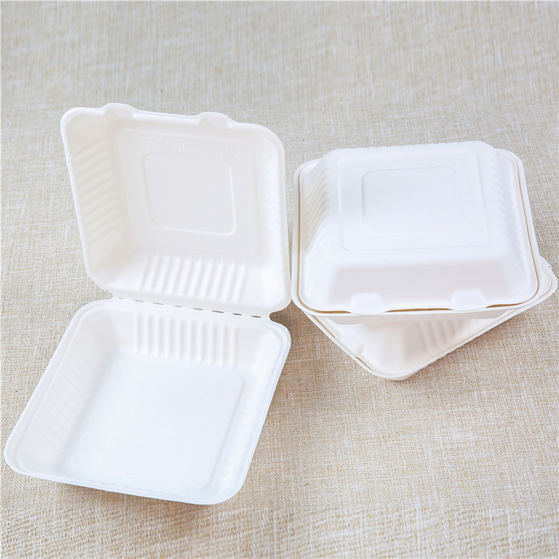 Biodegradable disposable food clamshell/3 5 compartments food box/tray